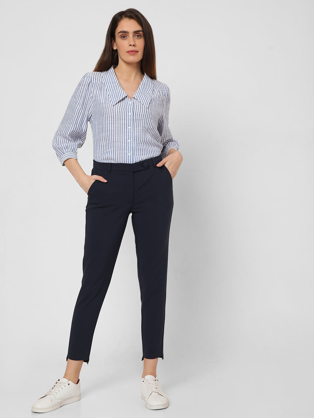 Blue Mid Rise Co-Ord Set Trousers
