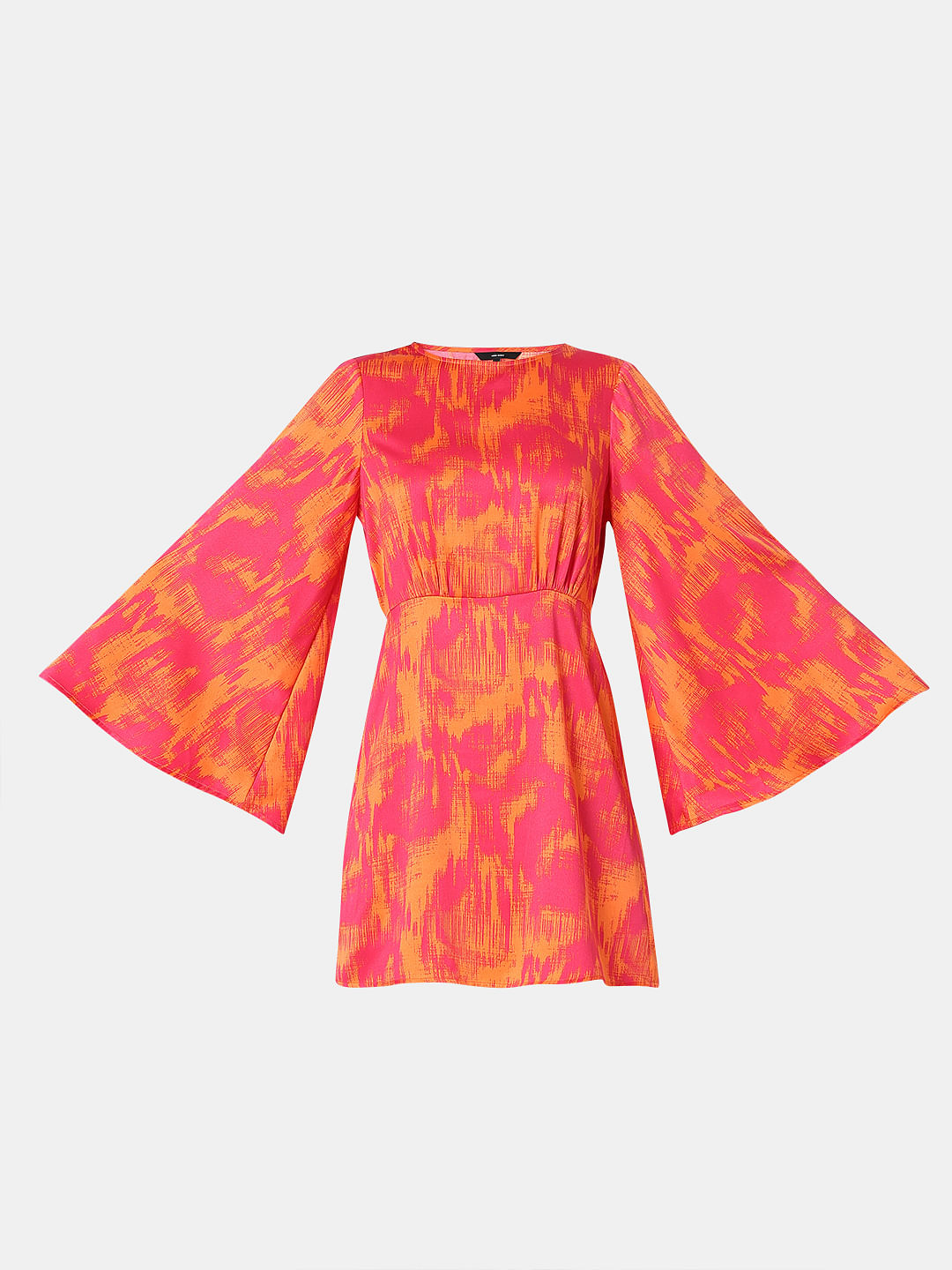 Pink Abstract Print Fit & Flare Dress