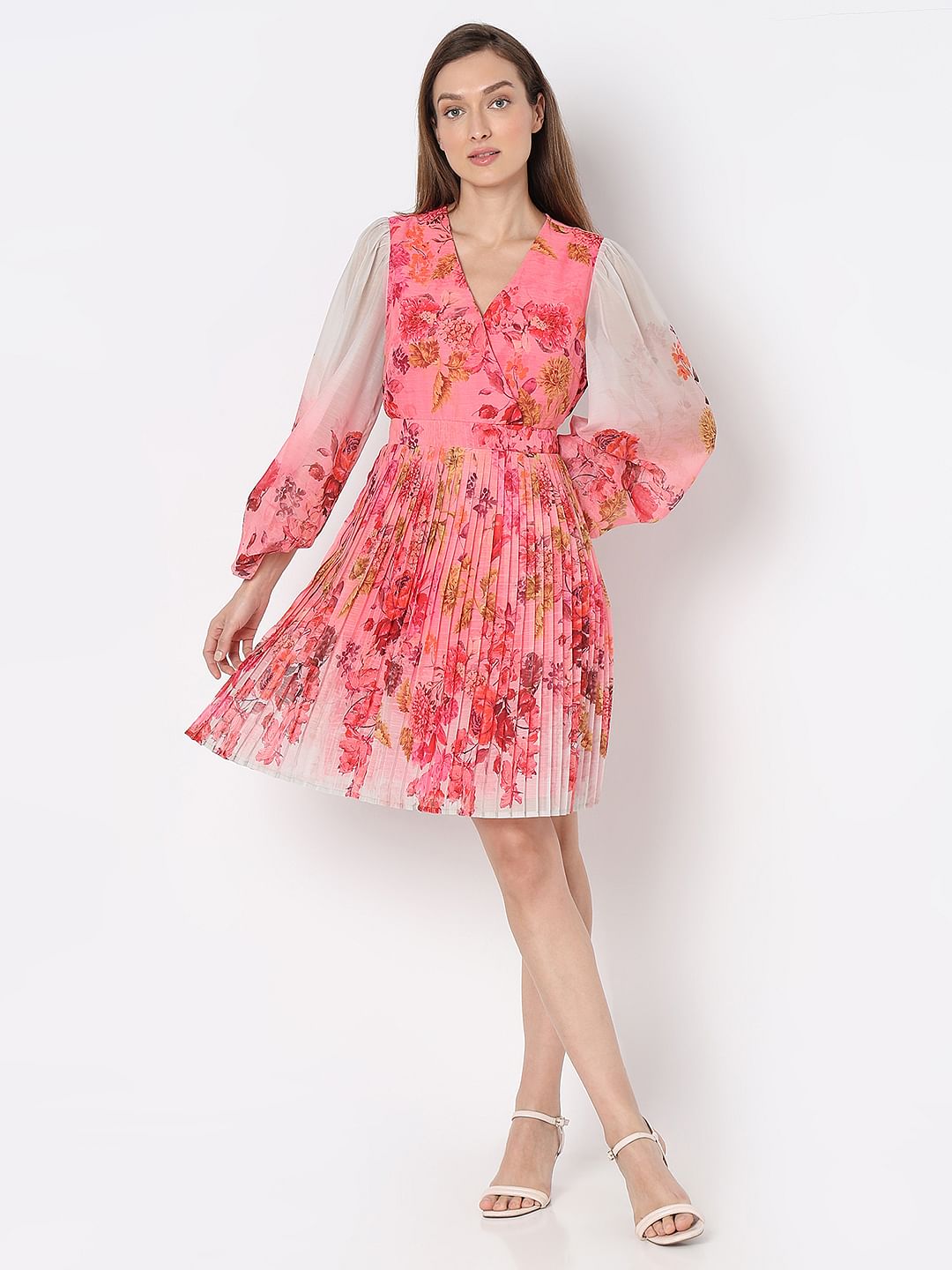 Pink Floral Ombre Mini Dress