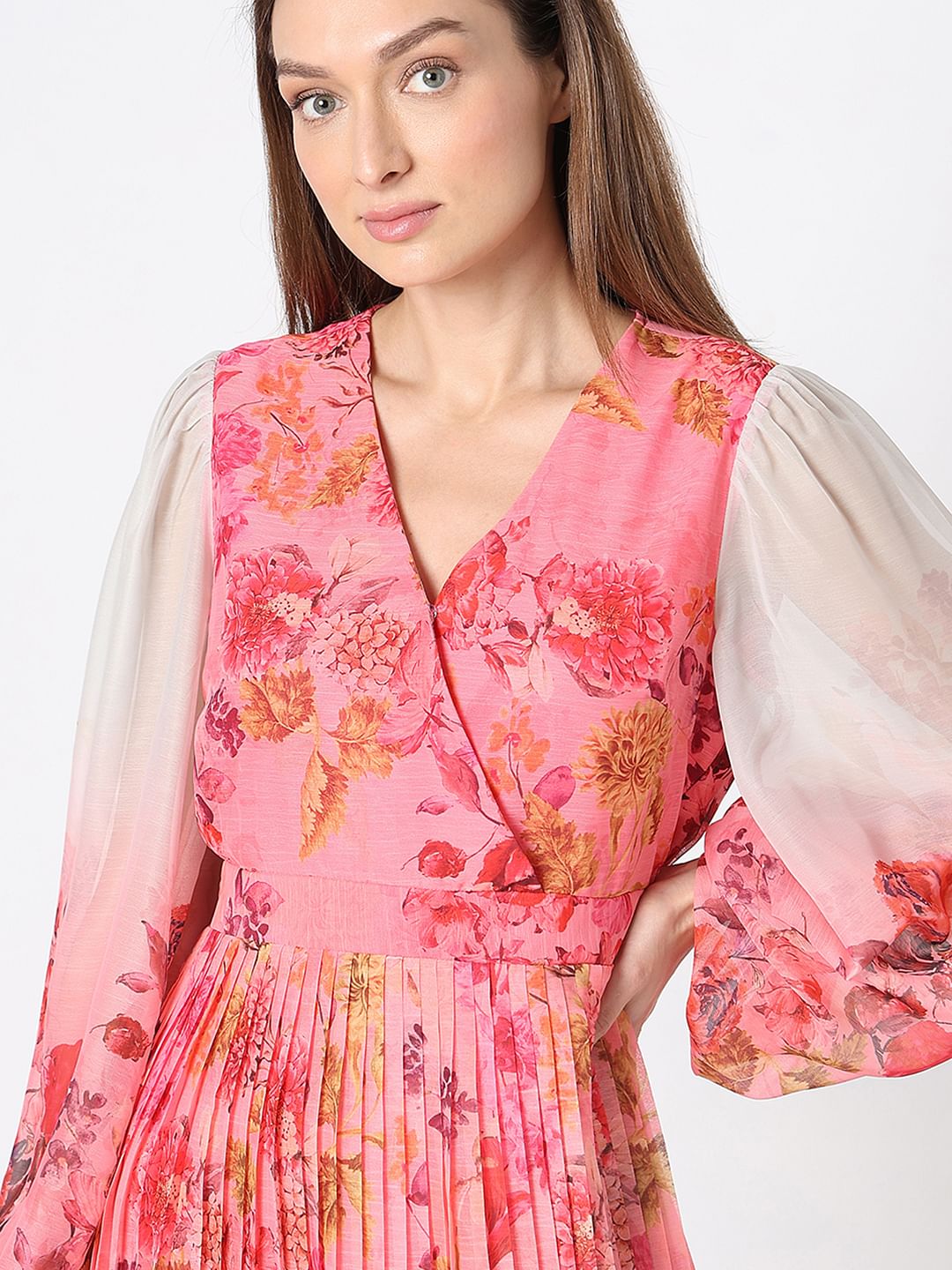 Pink Floral Ombre Mini Dress