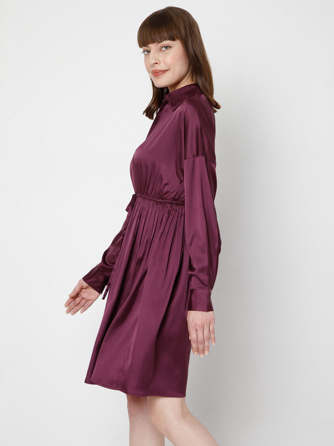 Purple Satin Fit & Flare Dress