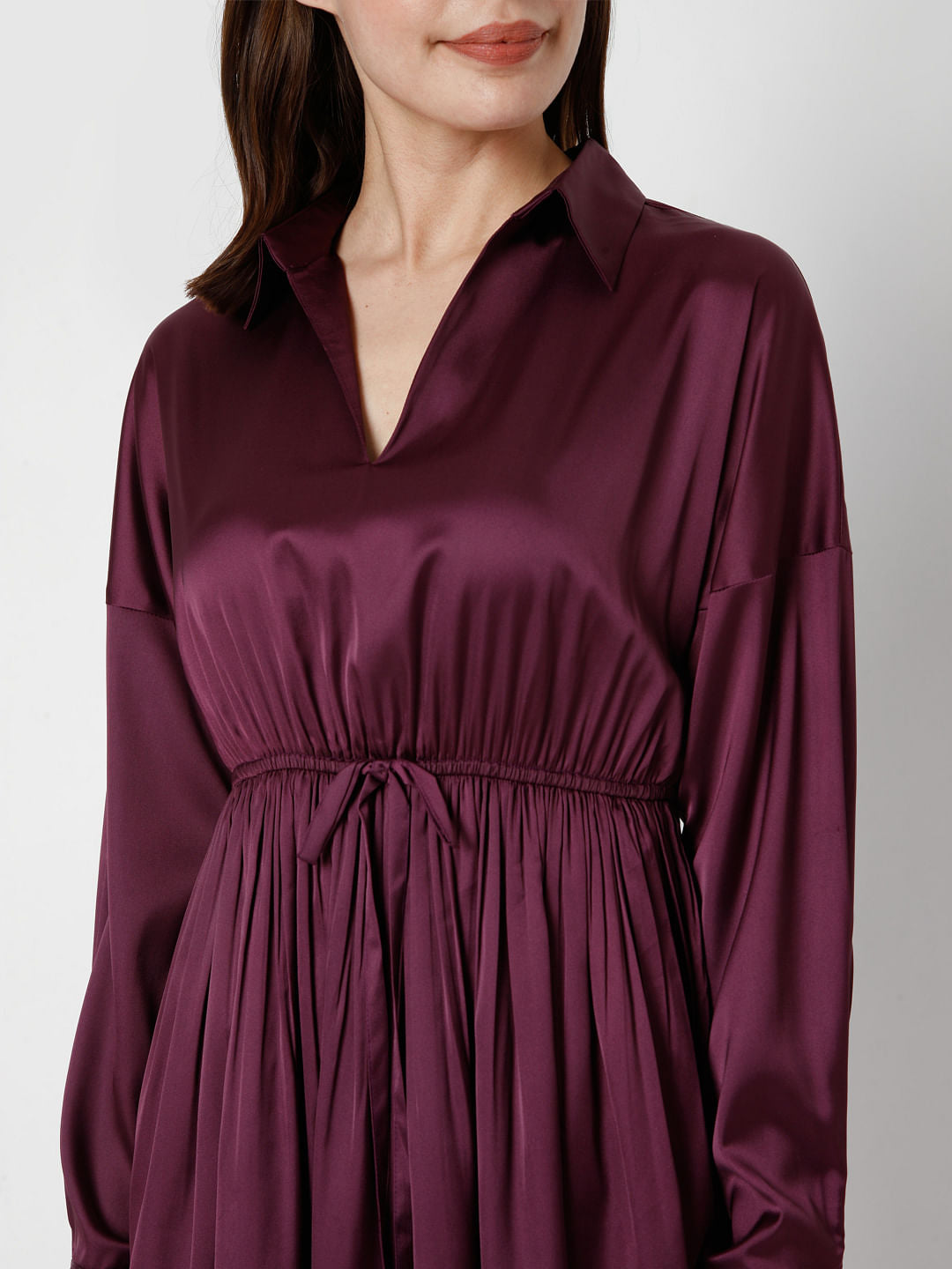 Purple Satin Fit & Flare Dress