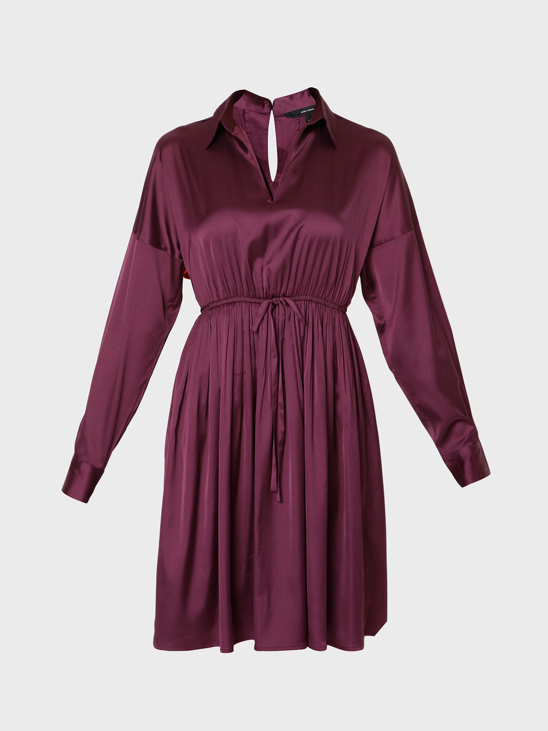 Purple Satin Fit & Flare Dress