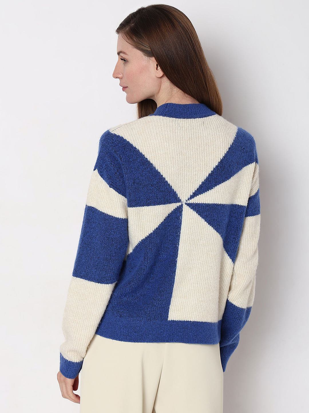 Blue Printed Jacquard Pullover