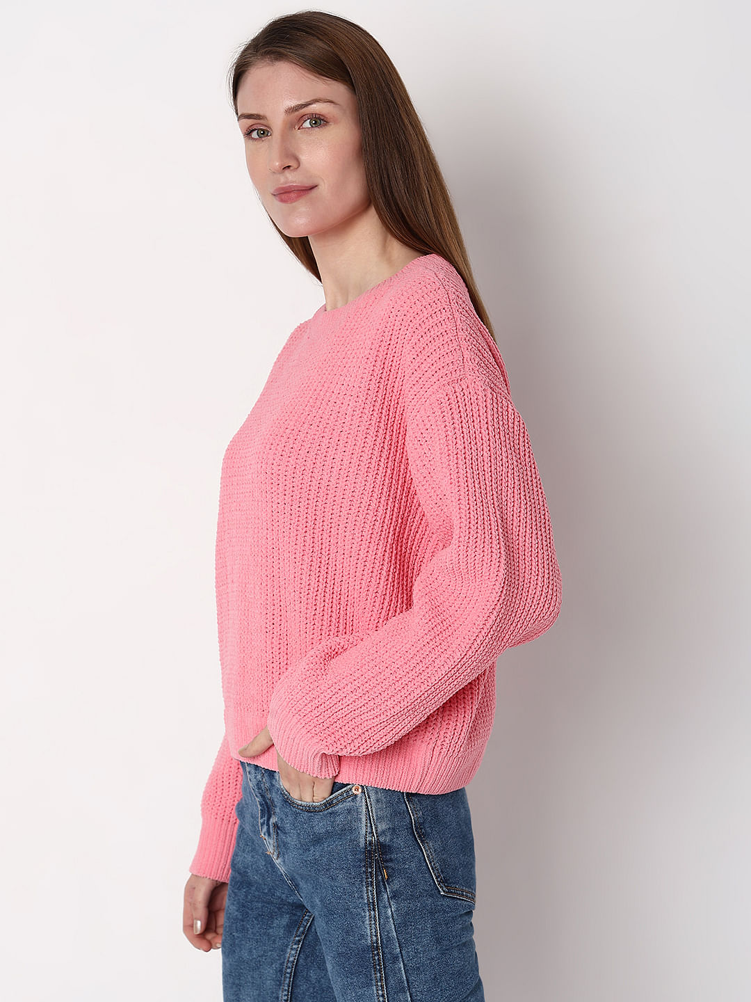 Light Pink Round Neck Pullover