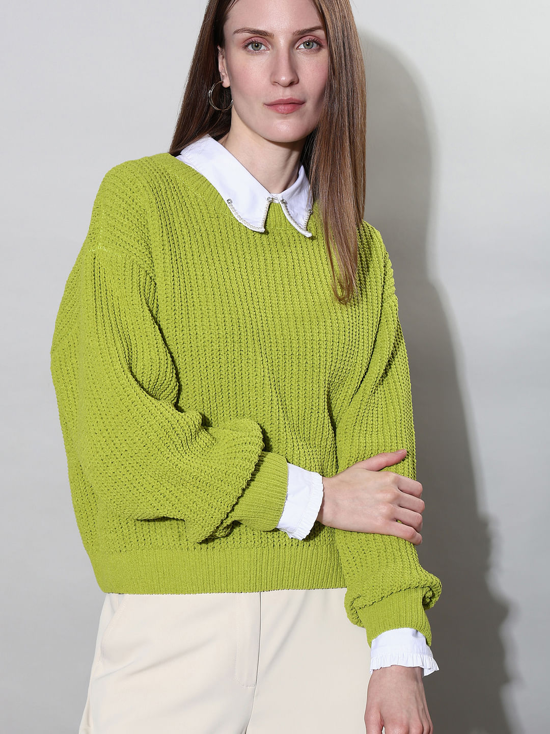 Green Round Neck Pullover