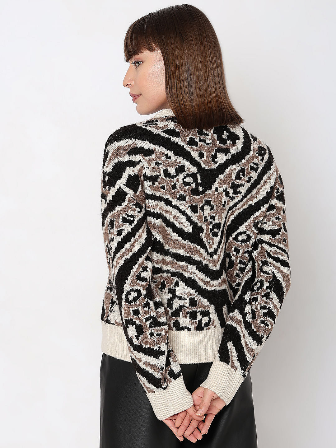 Black Animal Print Pullover
