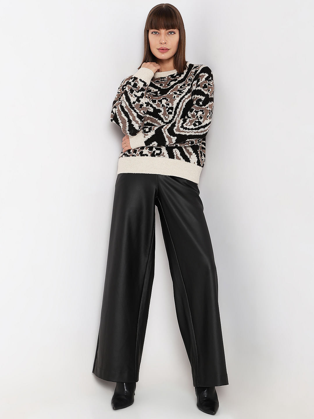 Black Animal Print Pullover