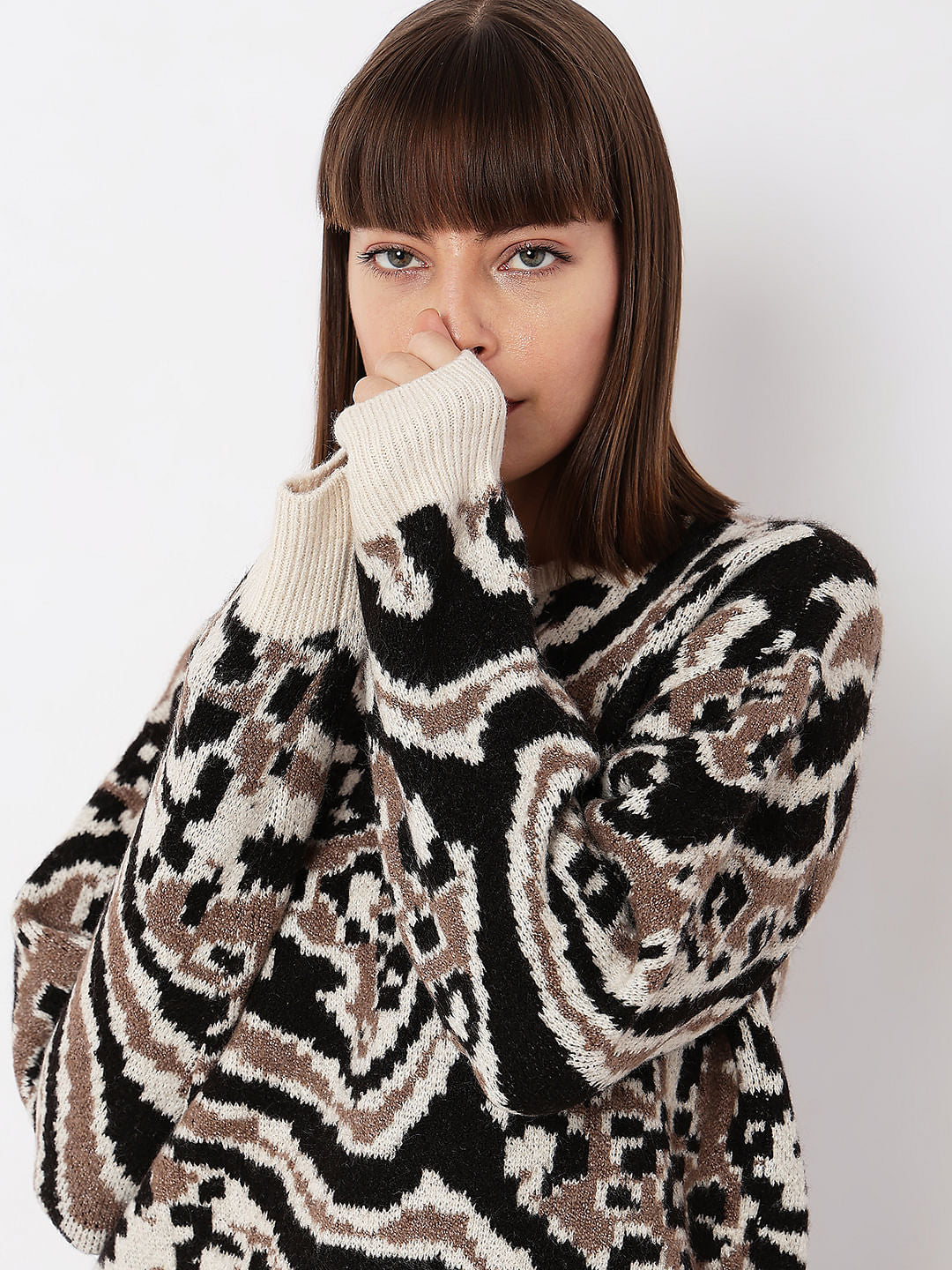 Black Animal Print Pullover