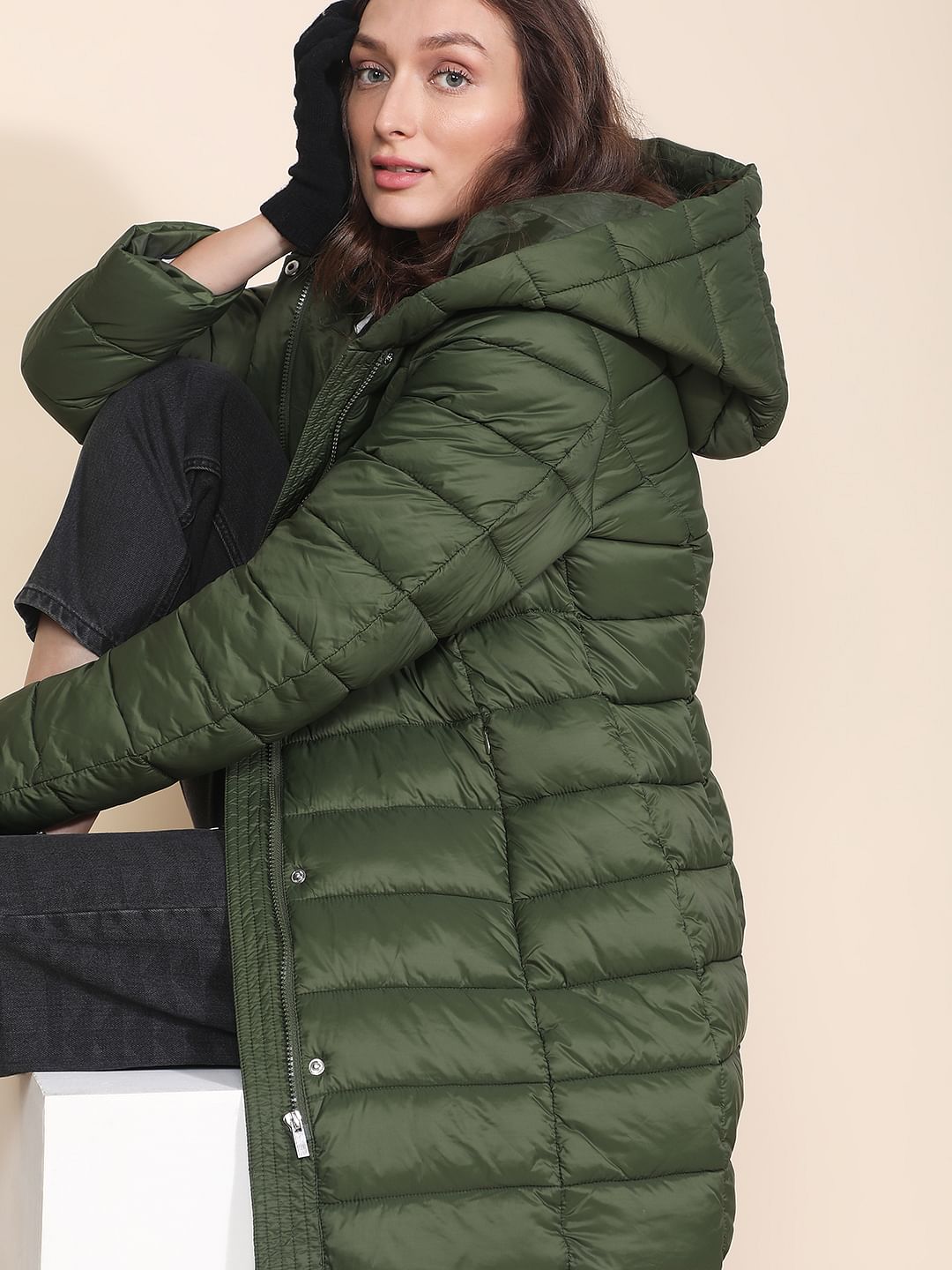 Acamarachi North Face Puffer Jacket Womens Long Long Green Jacket