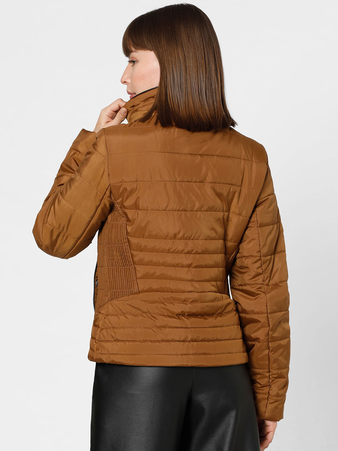 Brown High Neck Puffer Jacket