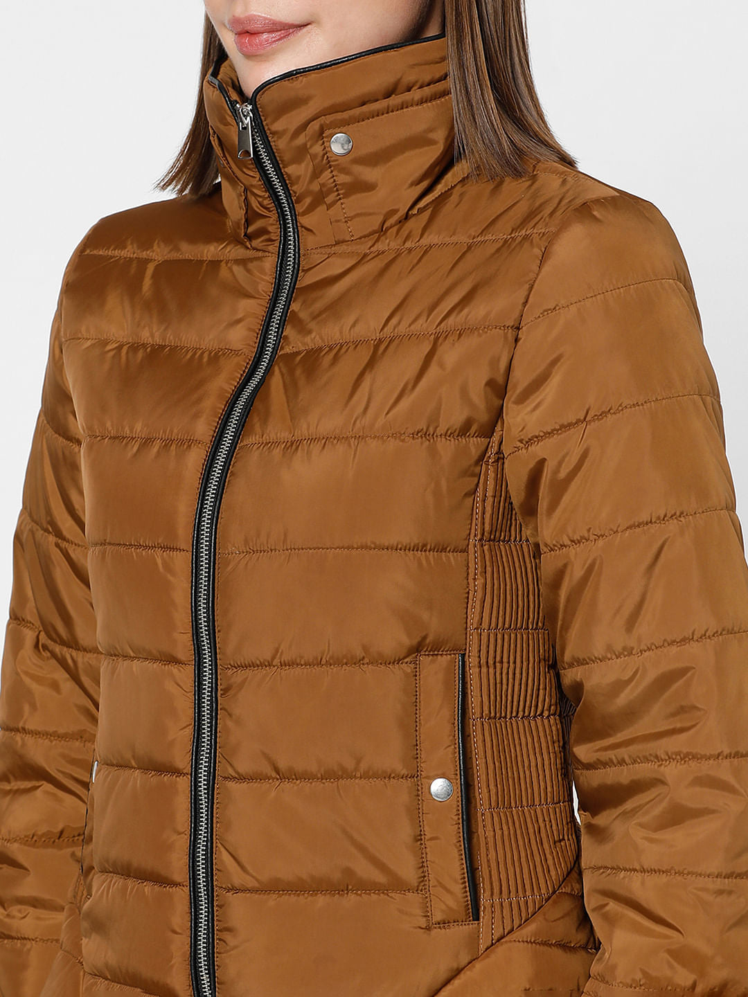 Brown High Neck Puffer Jacket