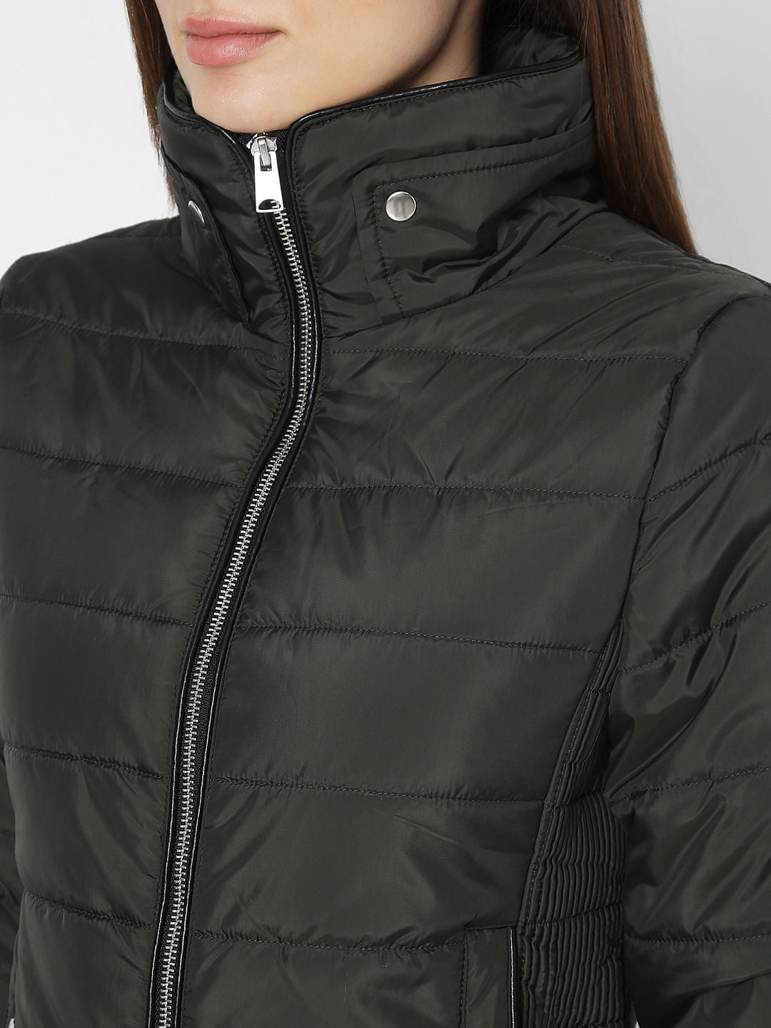Dark Green Short Puffer Jacket