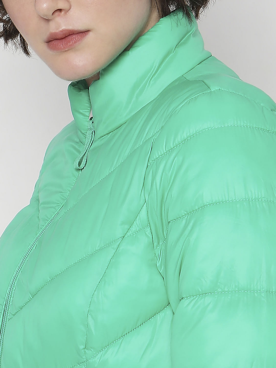 Green Turtle Neck Puffer Jacket