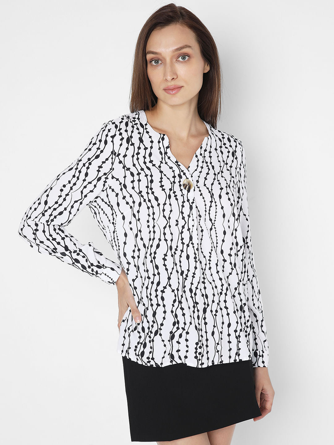 White Printed Top