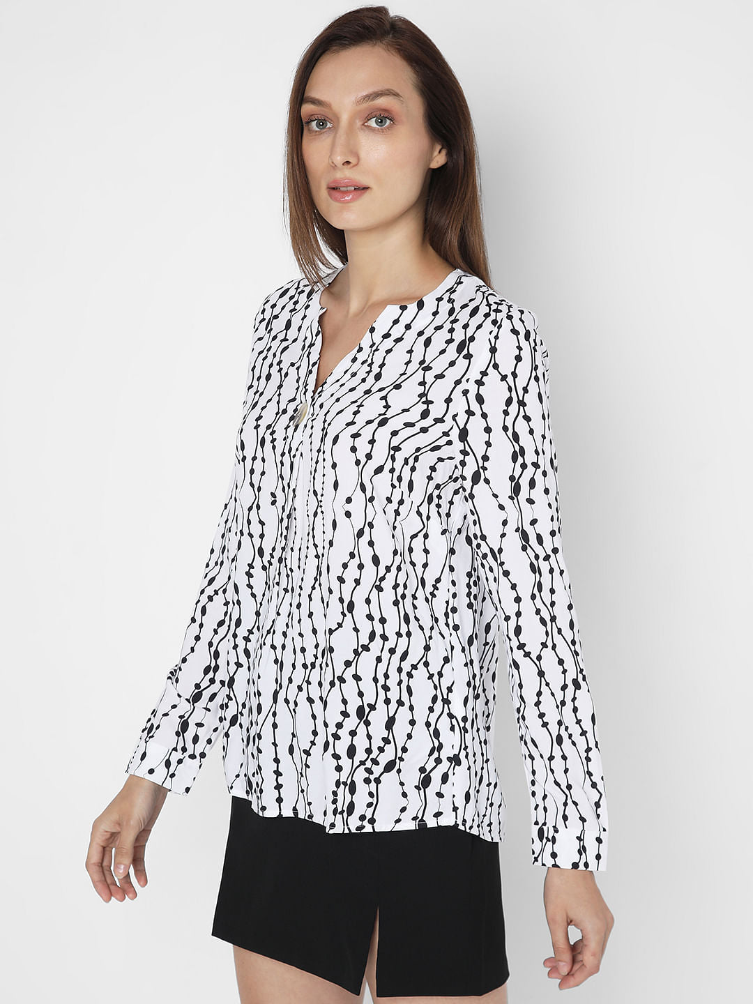 White Printed Top