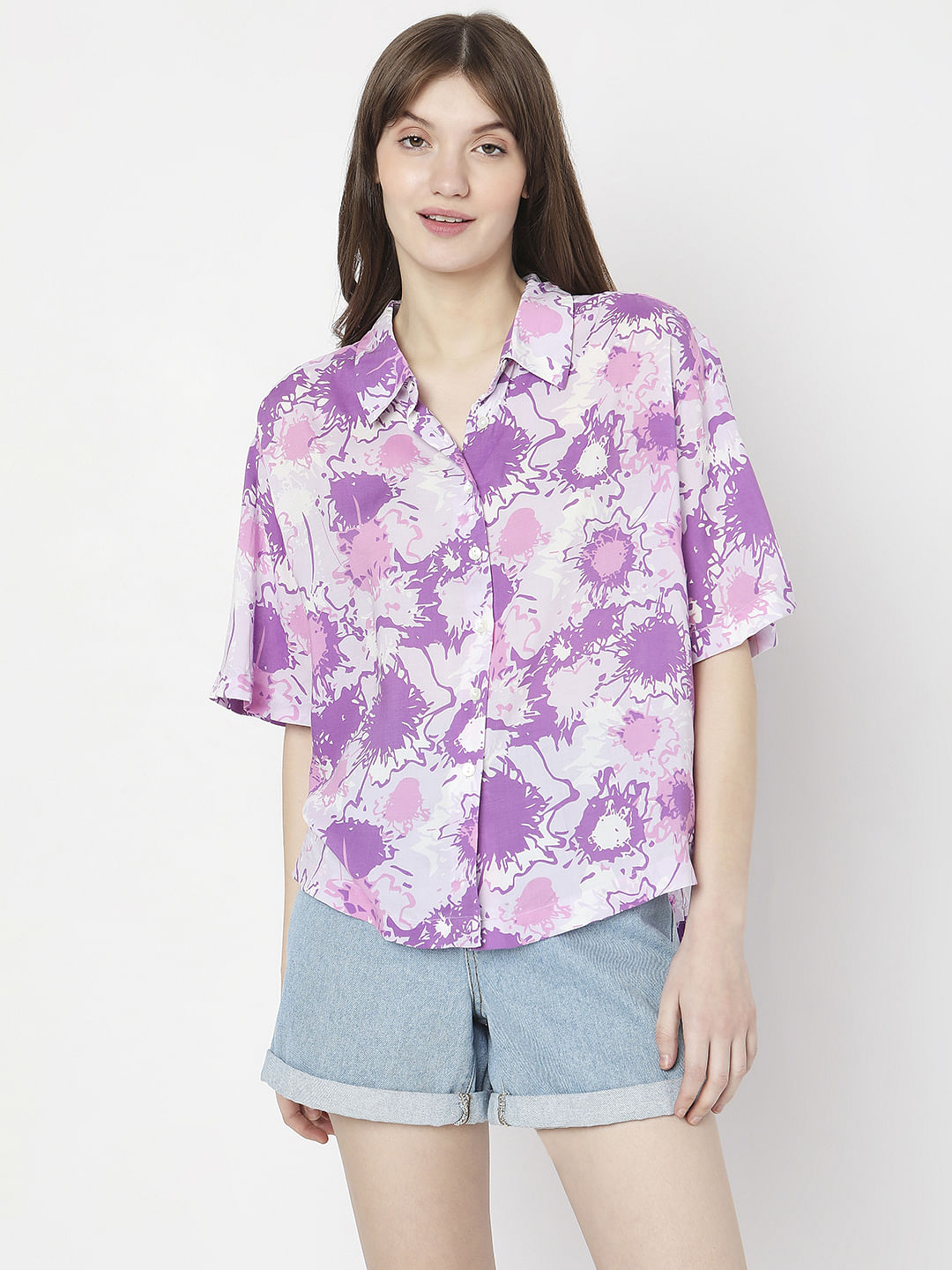 Purple Printed Shirt
