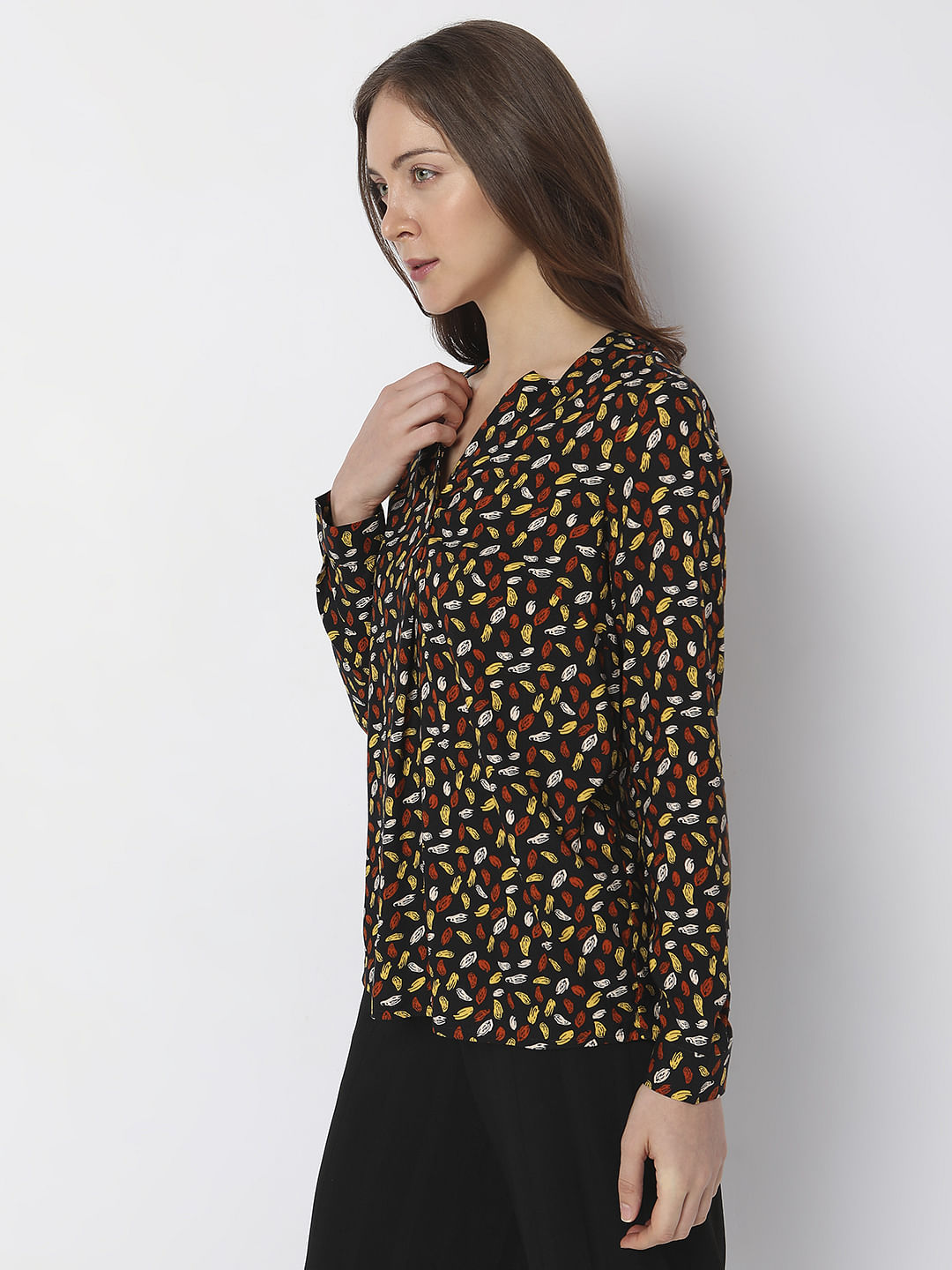 Black Abstract Printed Top