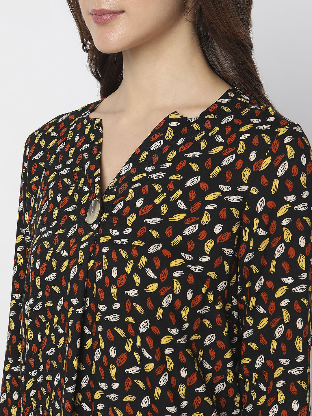 Black Abstract Printed Top