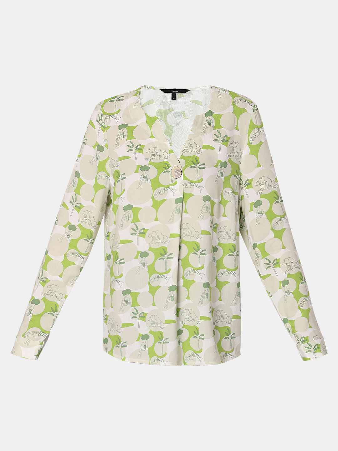 Green Floral Print Top