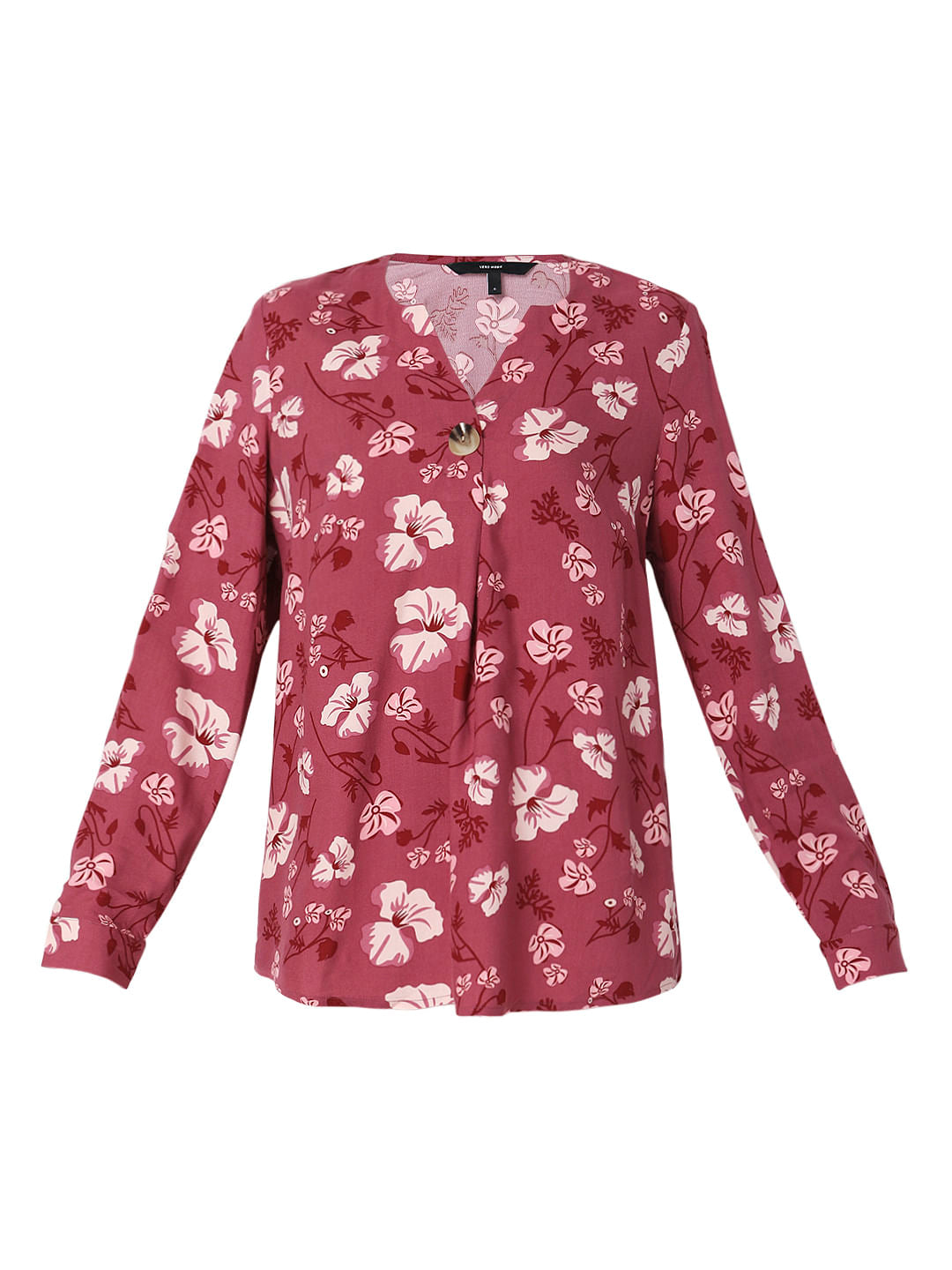 Dark Pink Floral Print Top