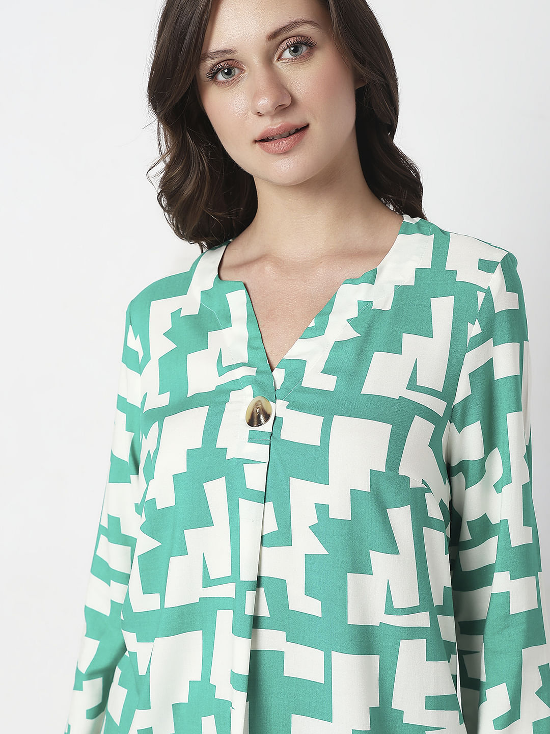 Green Printed Top