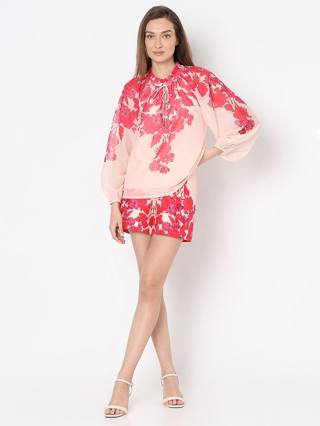 Pink Floral Co-Ord Set Top