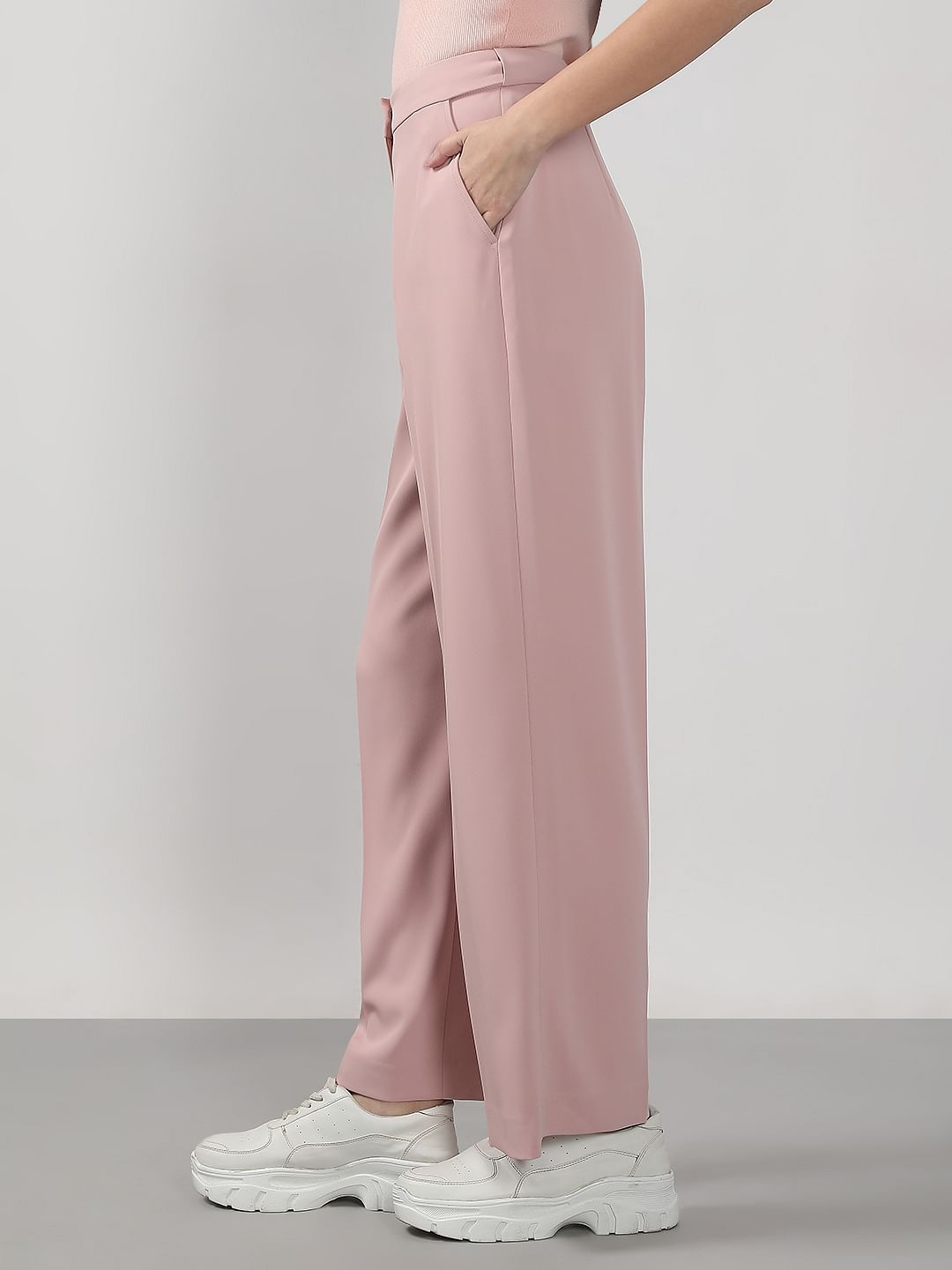 Pink High Rise Flared Pants
