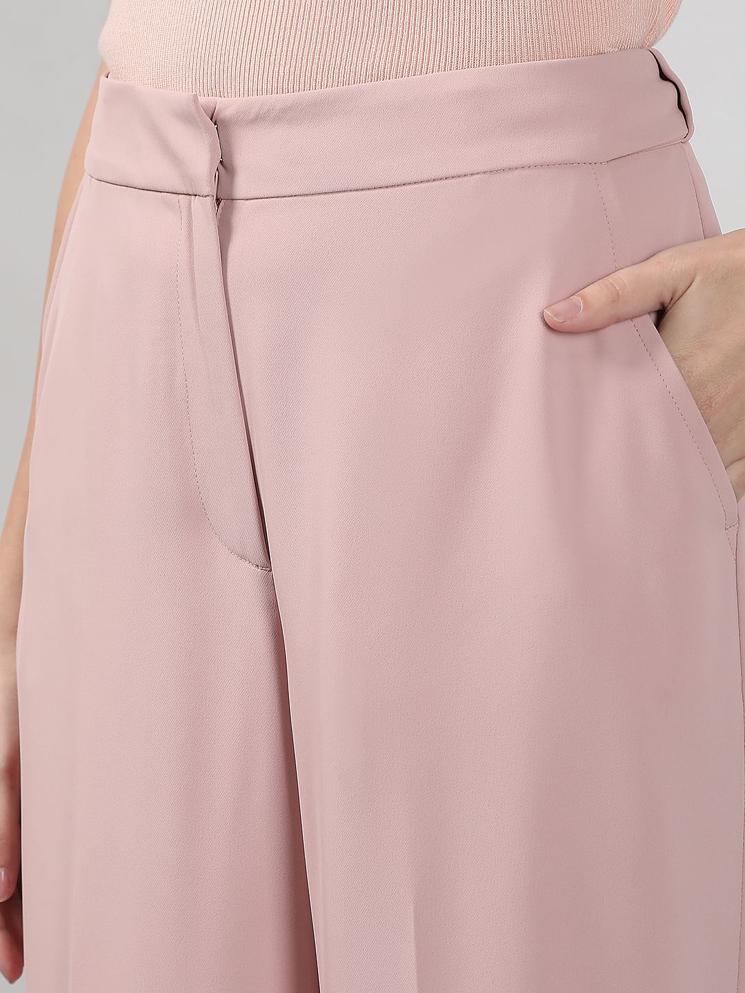 Pink High Rise Flared Pants