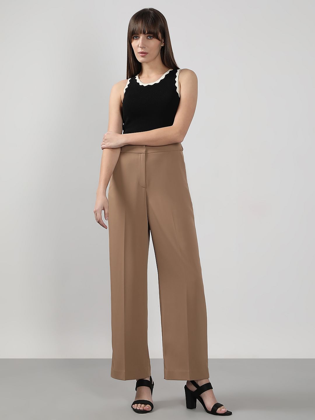 Brown High Rise Flared Pants