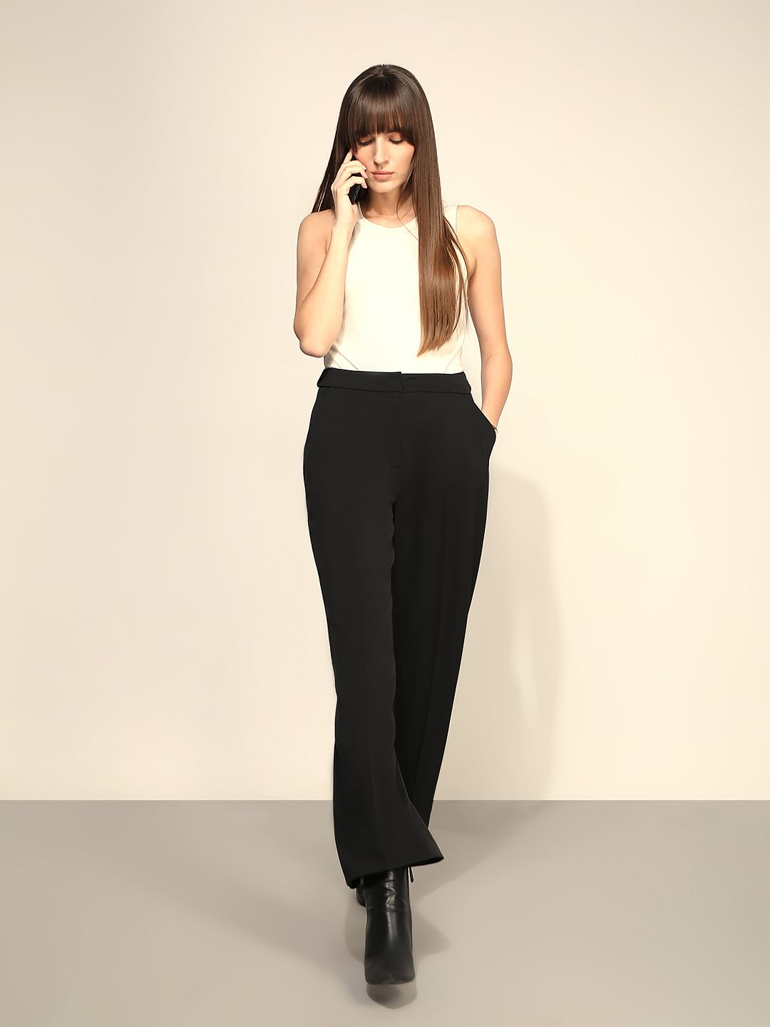 Black High Rise Flared Pants