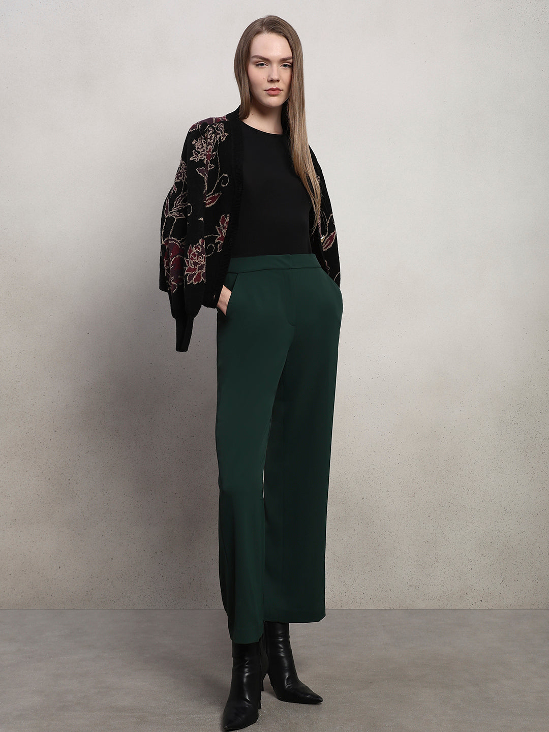 High Rise Wide Leg Pants - Green
