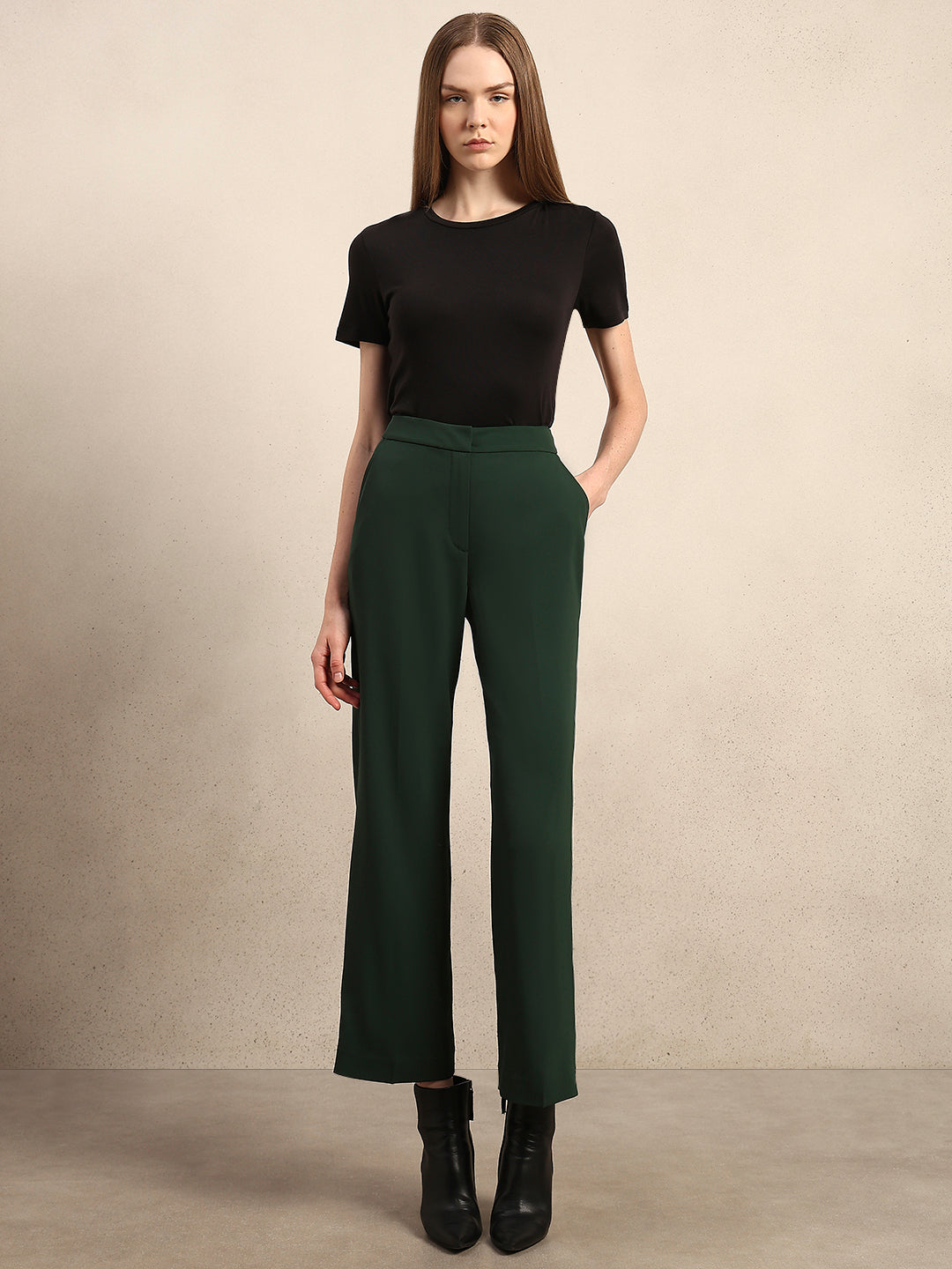 High Rise Wide Leg Pants - Green