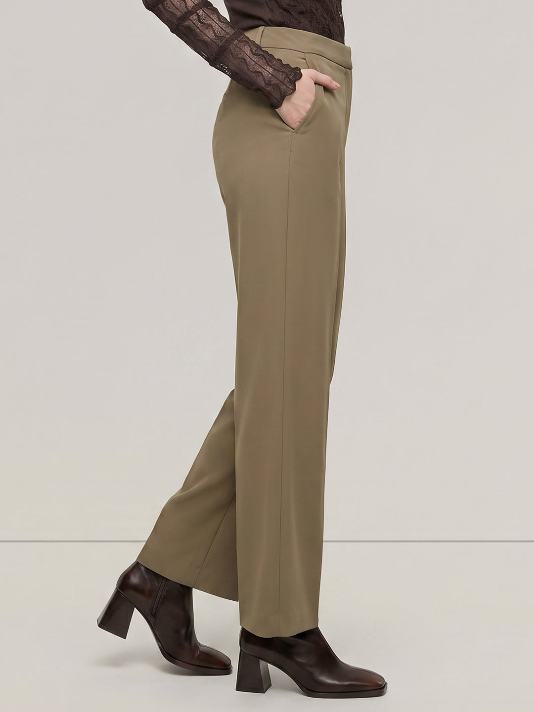 Olive Green High Rise Pants