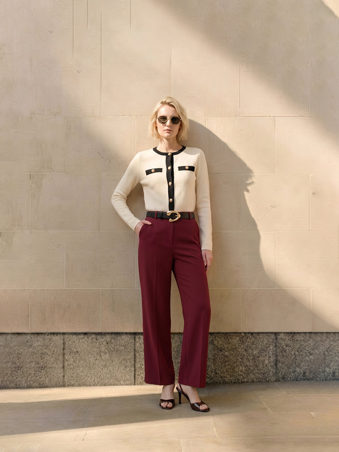 Burgundy High Rise Pants