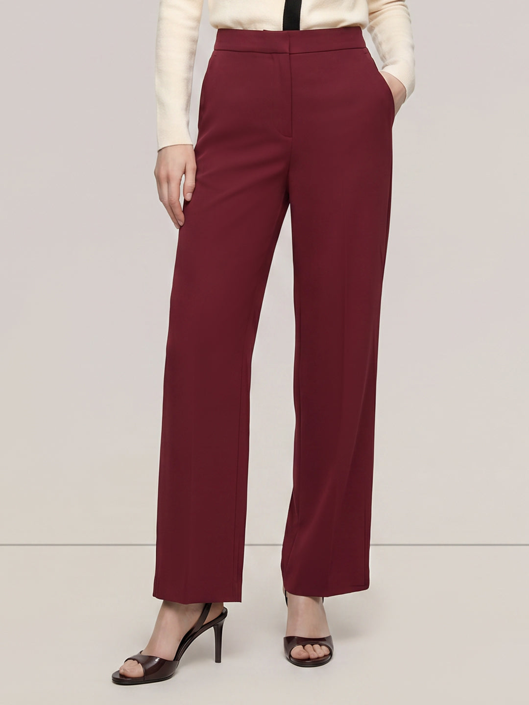 Burgundy High Rise Pants