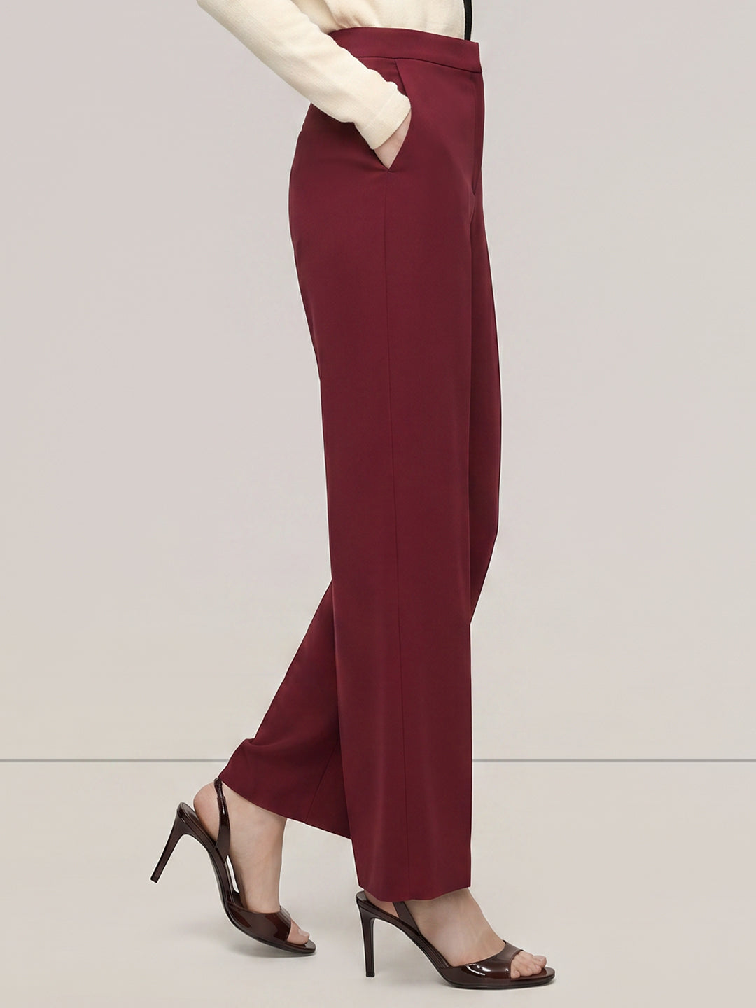 Burgundy High Rise Pants