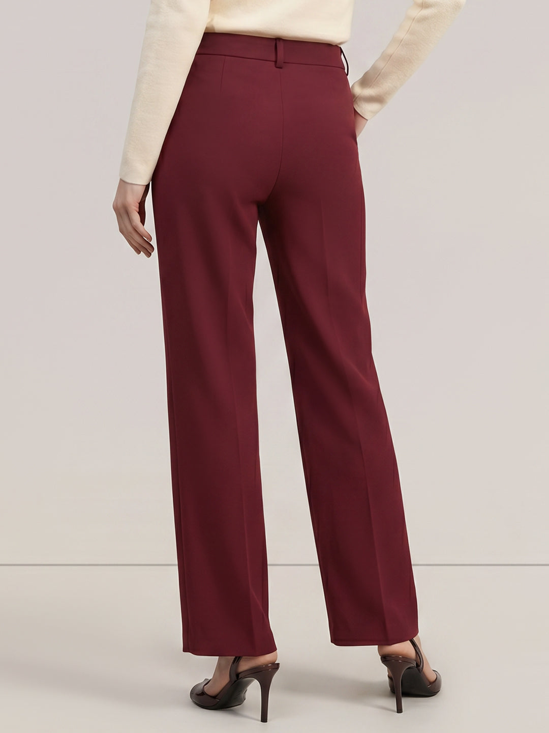 Burgundy High Rise Pants