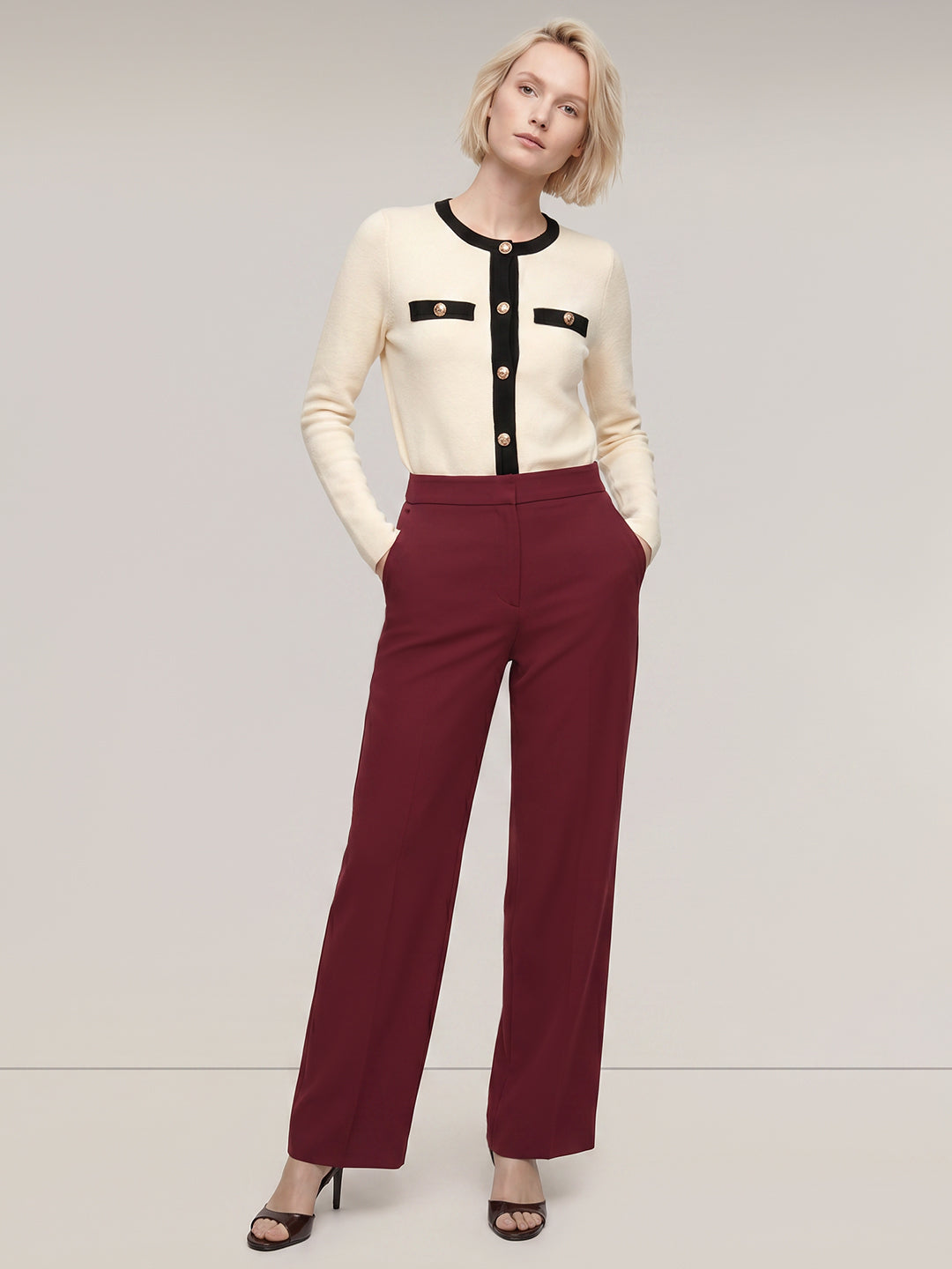 Burgundy High Rise Pants