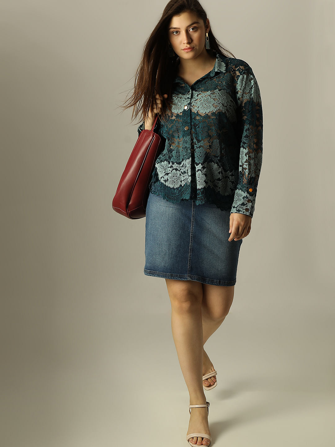 Curve Green Lace Shirt