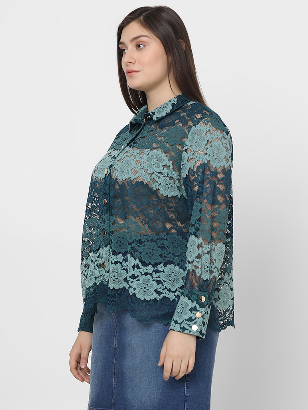 Curve Green Lace Shirt
