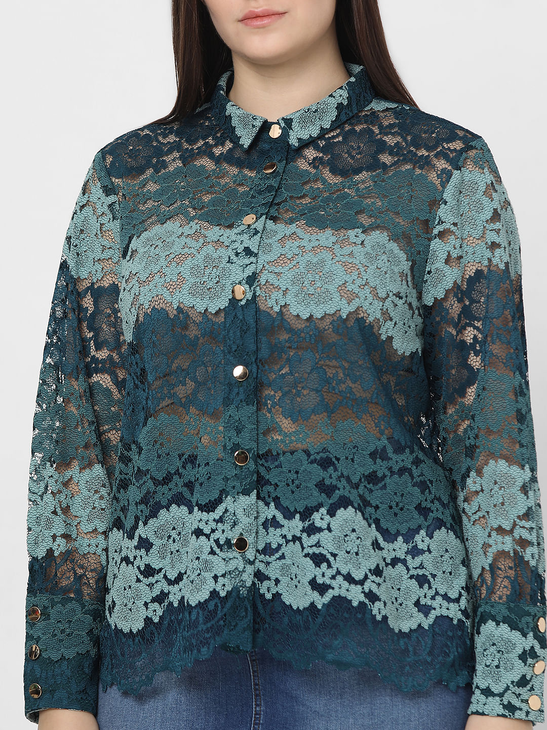 Curve Green Lace Shirt