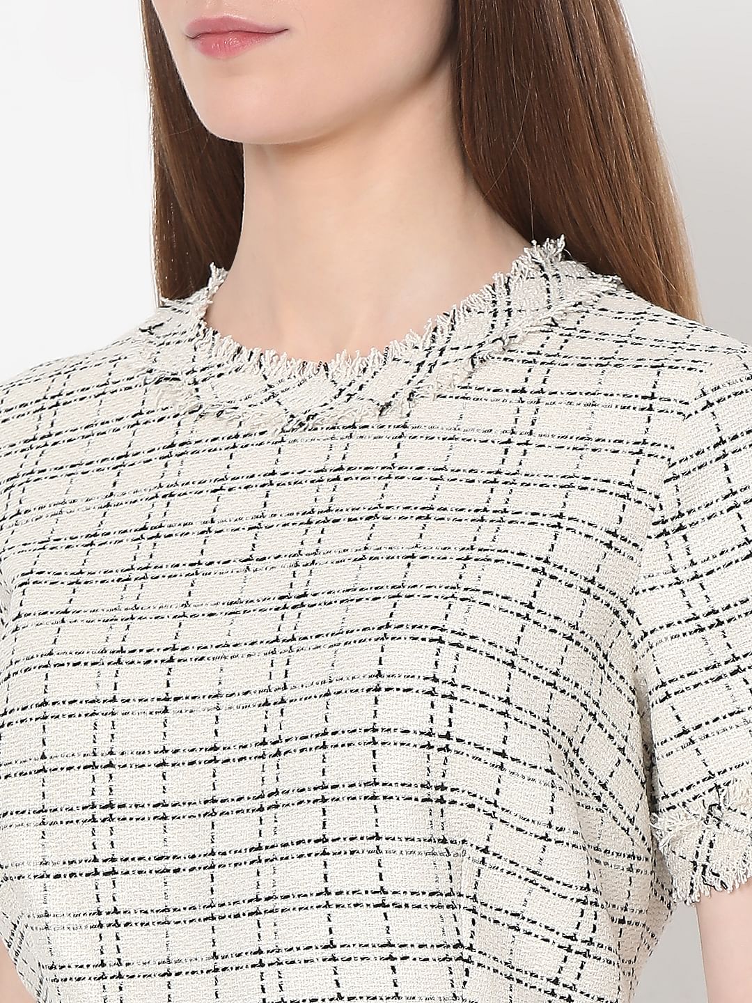 Off-White Tweed Shift Dress