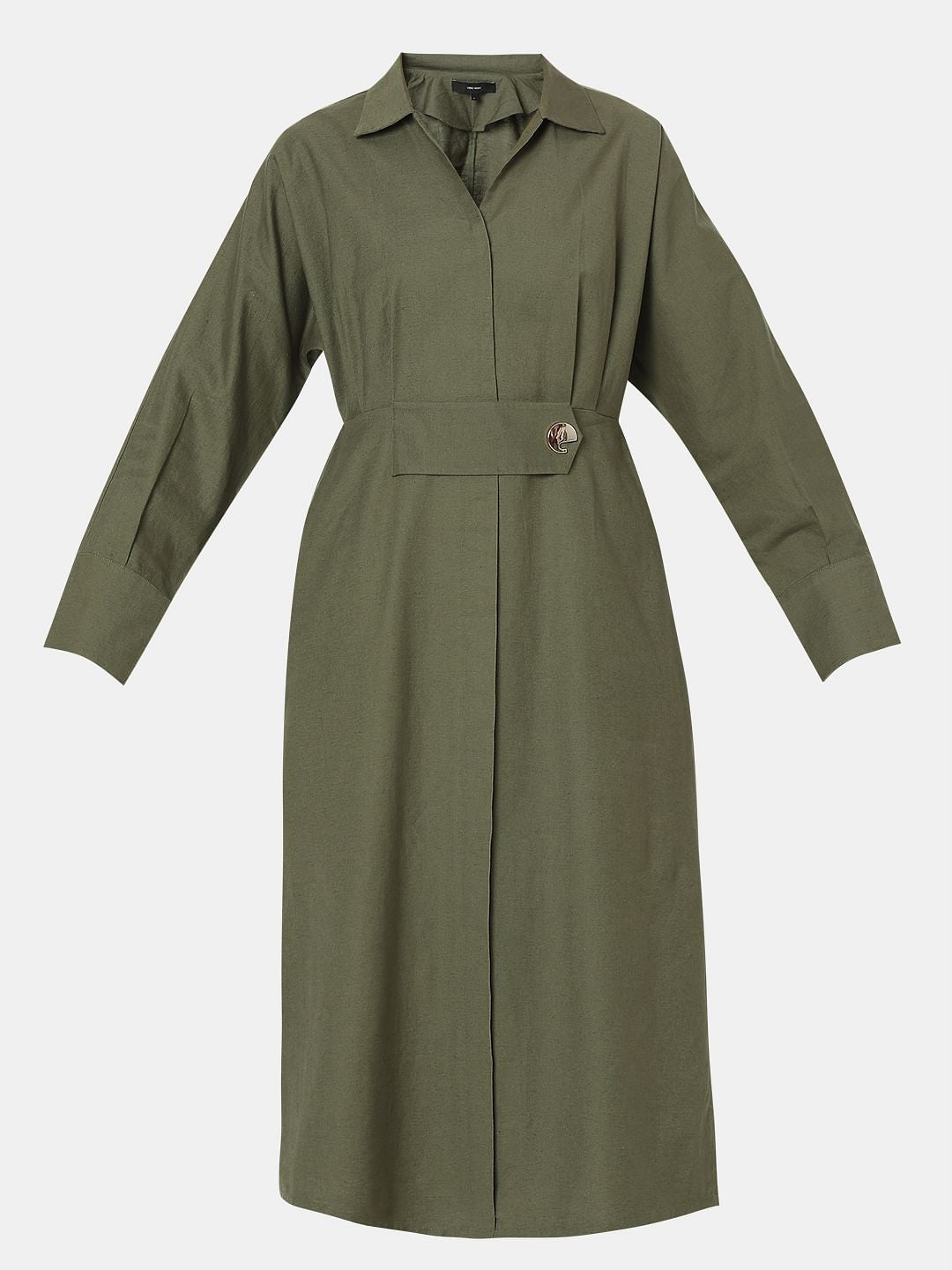Green Cotton Shirt Dress