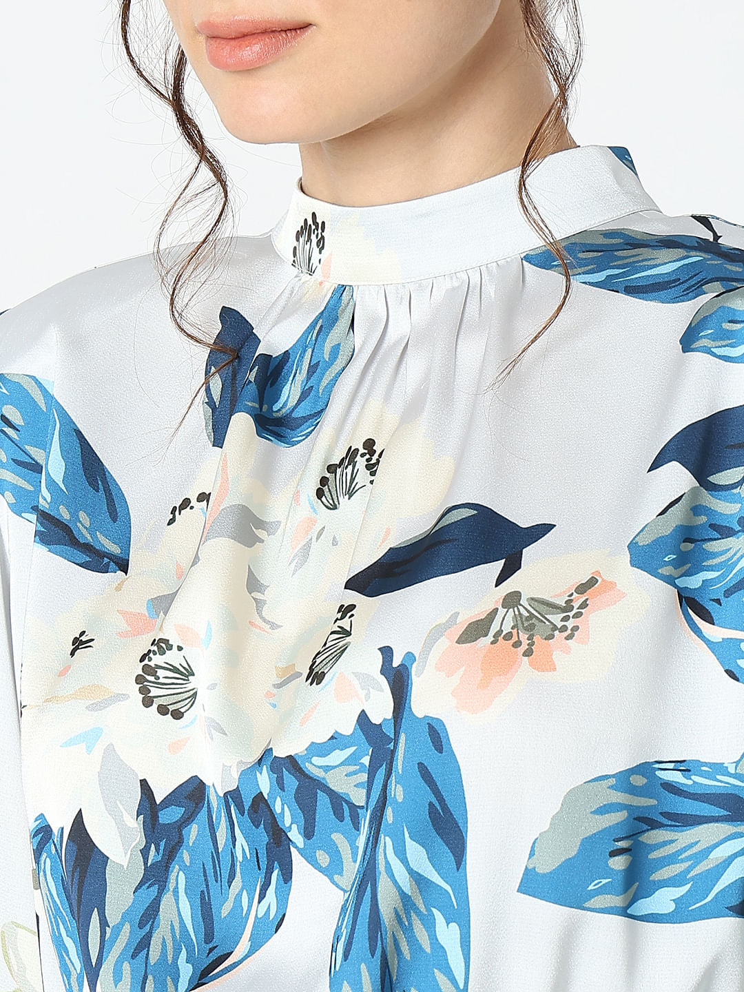 Blue Floral Print Top