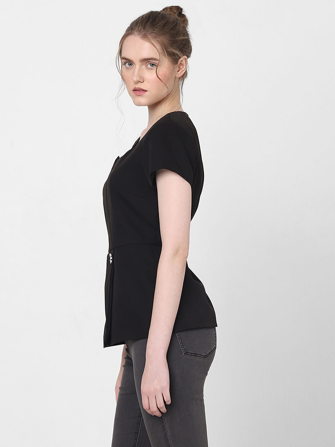 Black Peplum Fit Top