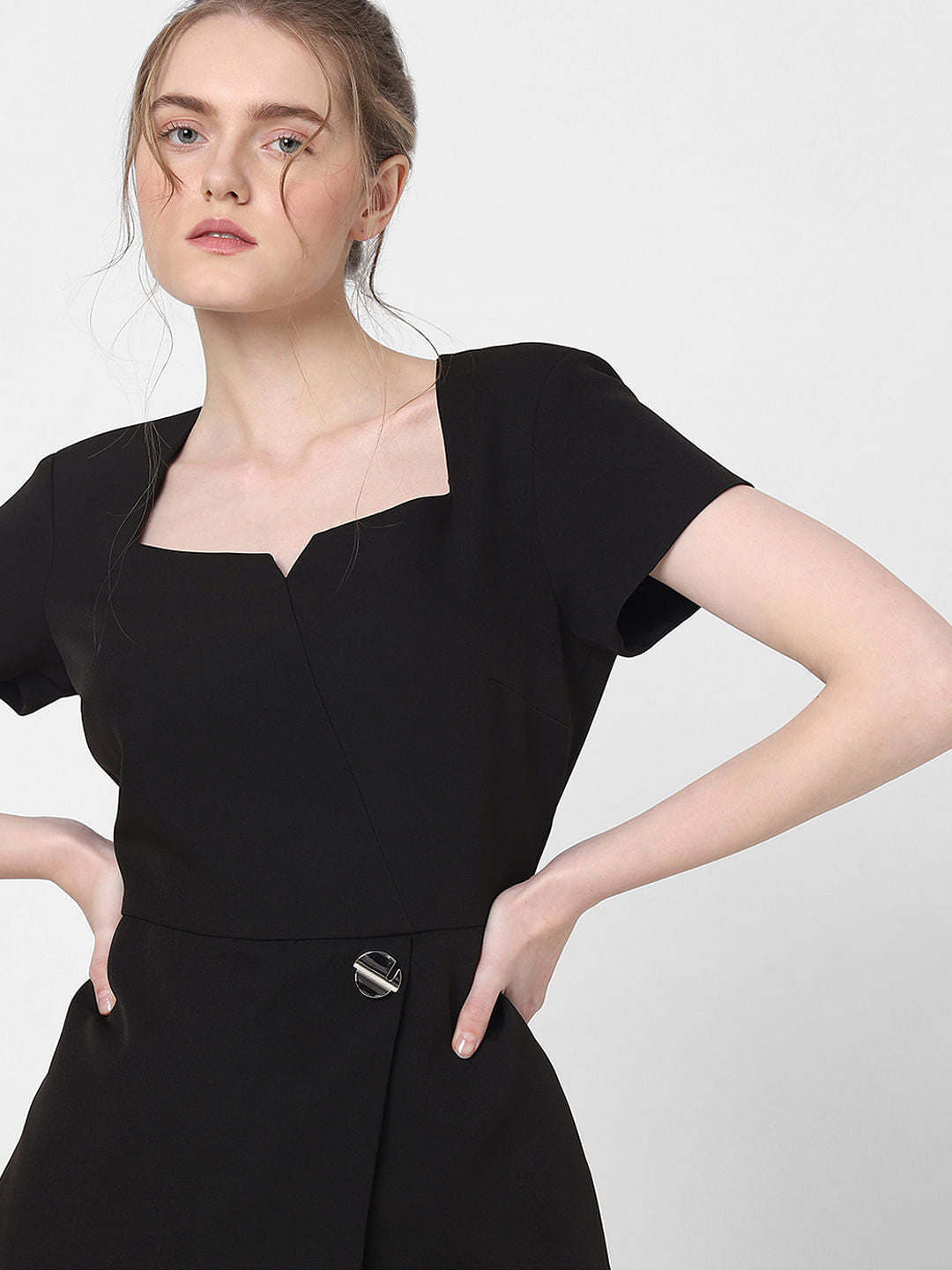 Black Peplum Fit Top