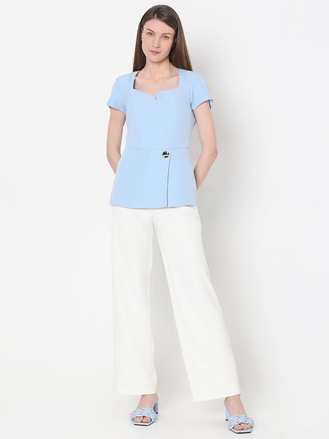Blue Peplum Top
