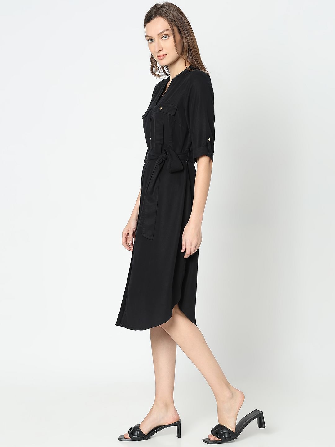 Black Utility Shirt Dress