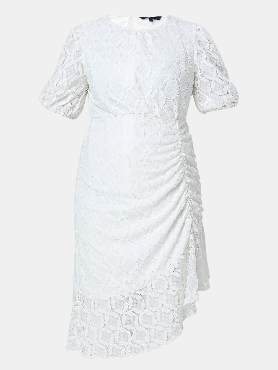 White Lace Asymmetric Dress